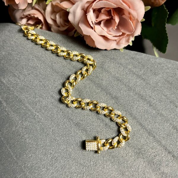 Zirkon Taşlı Gold Gümüş Zincir Bileklik reyhan coşkun