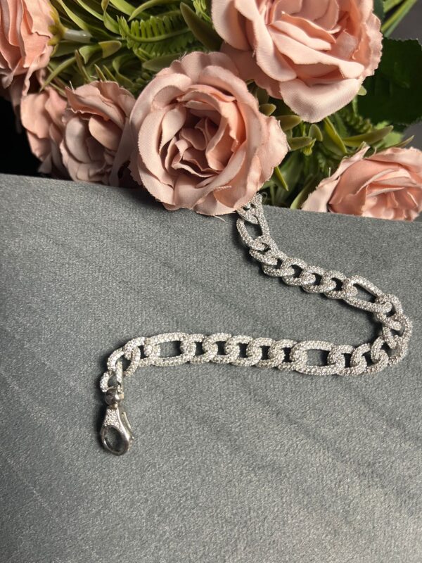 Zirkon Taşlı Rodyum Gümüş Zincir Bileklik reyhan coşkun