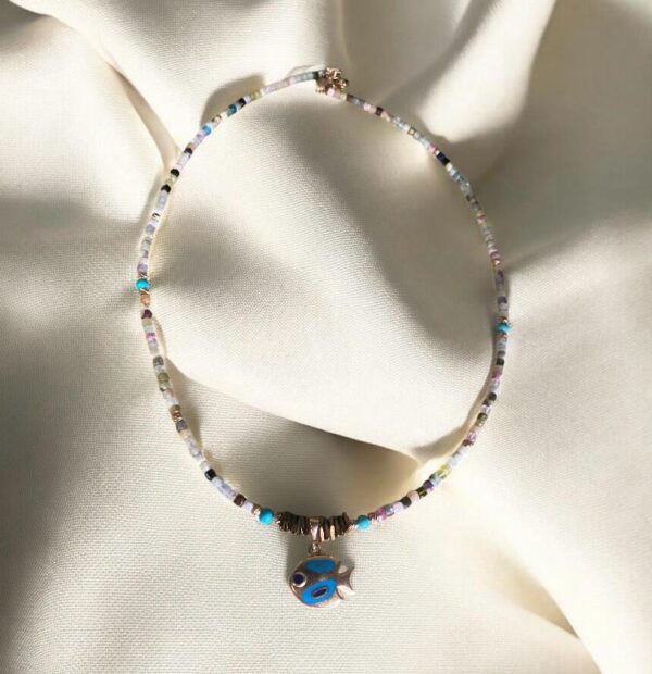 balık figürlü turmalin doğaltaşlı tasarım kolye reyhan coşkun