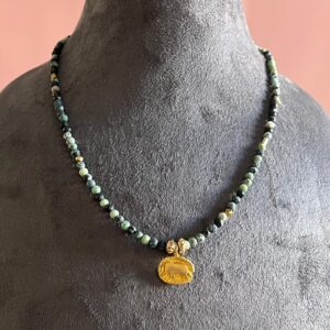 Afrika Turkuazı Gümüş Aparatlı Tasarım Kolye