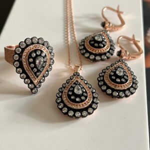 Elmas Montür Damla Model Gümüş Set