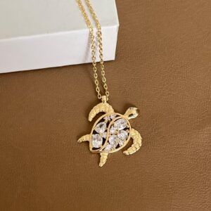 Deniz Kaplumbağası Gold Gümüş Kolye