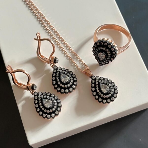 elmas montür küçük damla gümüş set