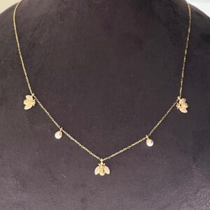 İncili Arı Gold Gümüş Kolye