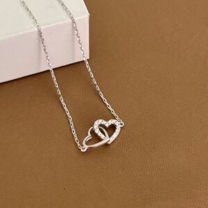 Kalp Kalbe Zirkon Taşlı Gümüş Kolye