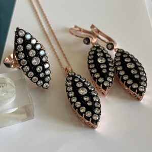 Elmas Montür Mekik Model Gümüş Set