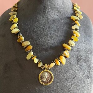 Sitrin Doğaltaşlı Gümüş Aparatlı Tasarım Kolye