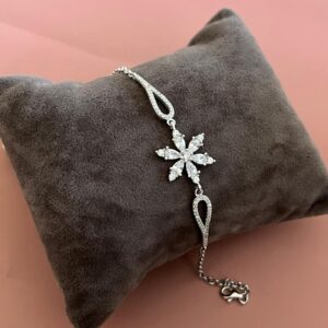 Taşlı Lotus Gümüş Bileklik