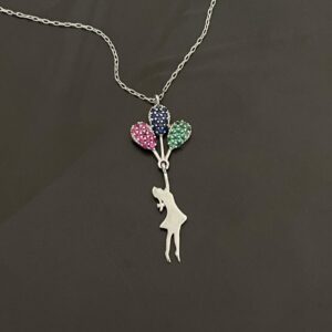 Balonlu Kız Gümüş Kolye