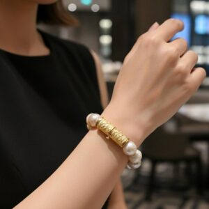 Barok İnci Özel Gümüş Aparatlı Tasarım Bileklik