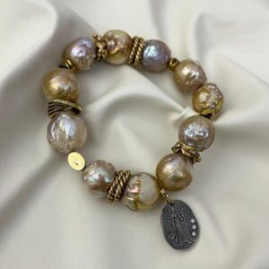 Gümüş Aparatlı Barok İnci Bileklik