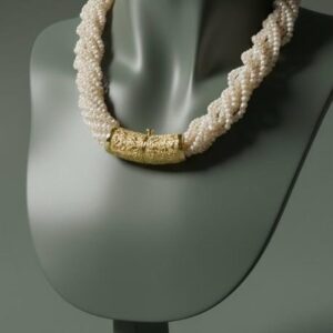 Gold Gümüş Aparatlı Kum İnci Kolye