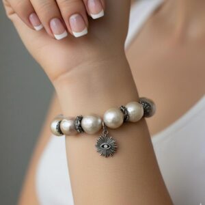 Gümüş Aparatlı Barok İnci Özel Tasarım Bileklik