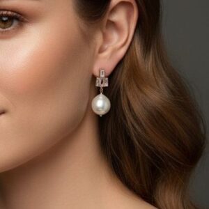 Mayorka İnci Rose Gümüş Aparatlı Tasarım Küpe