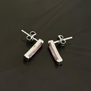 Pembe Baget Taşlı Gümüş Küpe