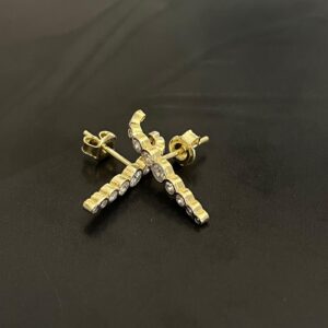 Sıralı Taşlı Gold Gümüş Küpe