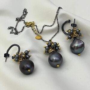 Üzüm Modeli İnci Tasarım Gümüş Set