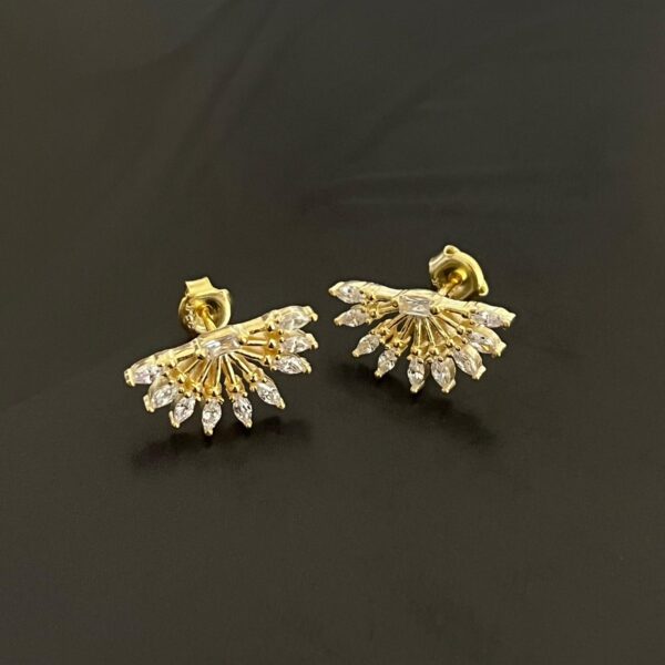 yelpaze gold gümüş küpe