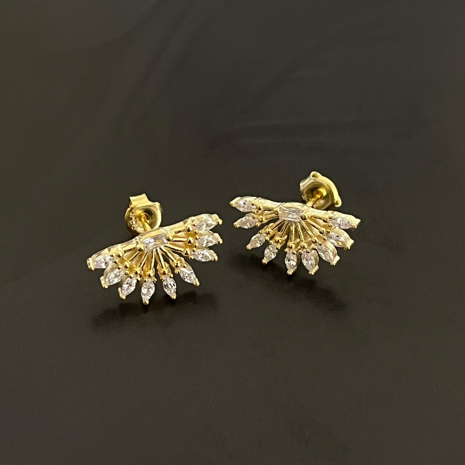 yelpaze gold gümüş küpe