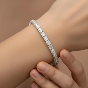 Baget Taşlı Tasarım Gümüş Bileklik