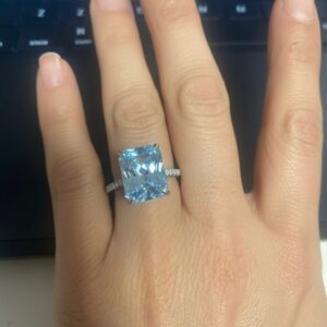 Mavi Ice Cut Kesim Premium Gümüş Yüzük (Ölçü 17)