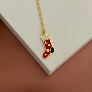 Gold Kırmızı Çizme Gümüş Kolye