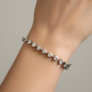 Ice Cut Kesim Kalp Taşlı Vip Gümüş Bileklik