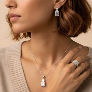 Kare Kesim Baget Gümüş Set