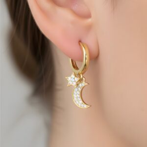 Ay ve Yıldız Gold Gümüş Küpe