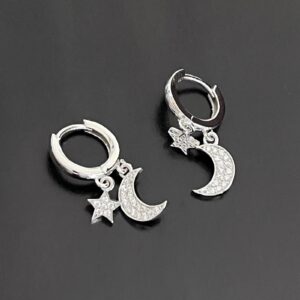 Ay ve Yıldız Gümüş Küpe