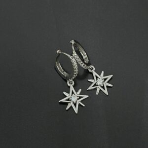 Kutup Yıldızı Detaylı Gümüş Küpe