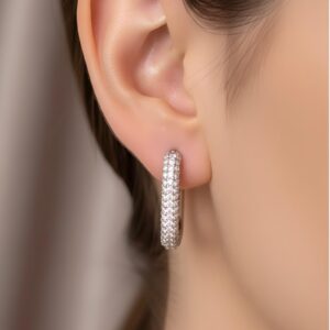 Taşlı Ataç Gümüş Küpe