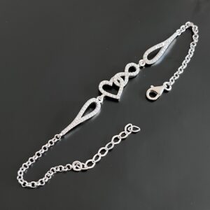 Sonsuzluk Kalp Zirkon Taşlı Gümüş Bileklik