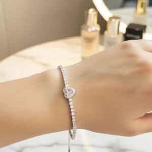 Kalp Detaylı Suyolu Gümüş Bileklik