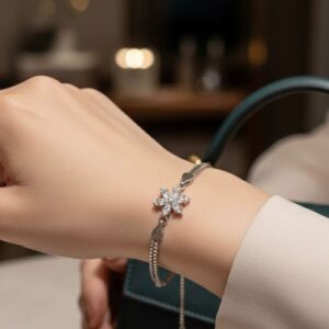 İthal Minimal Lotus Gümüş Bileklik