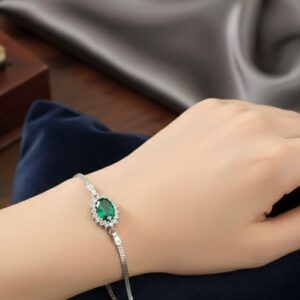 İthal Vintage Zümrüt Gümüş Bileklik
