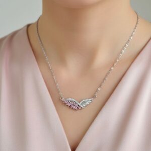 Pembe Düşler Kanadı Gümüş Kolye