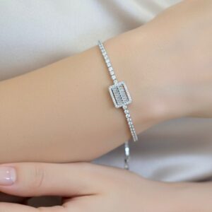 İthal Baget Taşlı Zarif Gümüş Bileklik