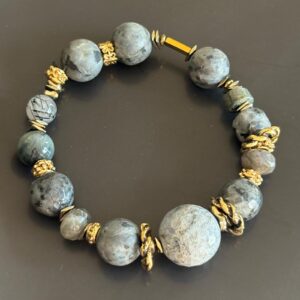 Norveç Labrodoriti Akik ve Jasper Karışımı Tasarım Bileklik