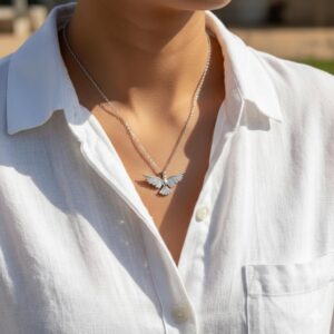 Zirkon Taşlı Anka Kuşu Gümüş Kolye